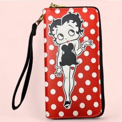 Betty Boop red and white polka dot wristlet wallet. 