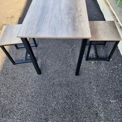 (3) 3 Piece Table and 2 Matching Stools - Kitchen Table - Desk - Office