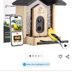 TT Nature Bird Feeder with Camera, Upgraded 1.5L Smart Bird Feeder with Al Identify for 10000+, Auto Capture & Real-time Notifications, Ideal Gift for