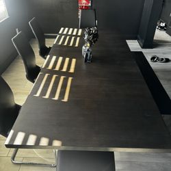 Dark Wood Dining Table 