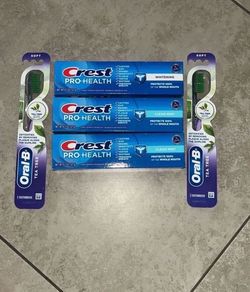Crest Toothpaste, OralB Toothbrush