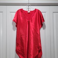 Red Satin Nightie Nightgown Women's Size L/XL  Excellent Condition PRICE Is Firm Cash Only 
