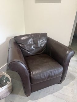 Dark brown leather arm chair-ITALSOFA $275 obo