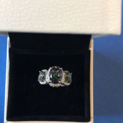 Majestic Topaz diamond platinum & Silver ring