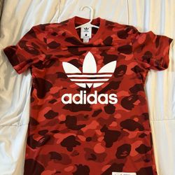 Bape x Adidas adicolor Tee Red Size Small 