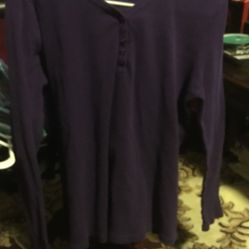 One V Neck Ladie Blouse Color Purple Button In The Center Of   V   Neck Line Size Ex Large On Sale For Just 3.00