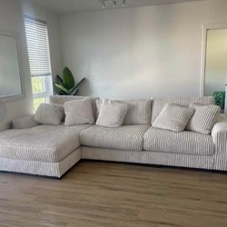 BEIGE CORDUROY BRAND NEW SECTIONAL SAME DAY DELIVERY 