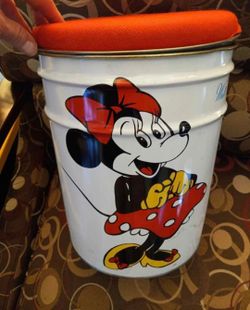 Vintage mini mouse seat/garbage/storage tin
