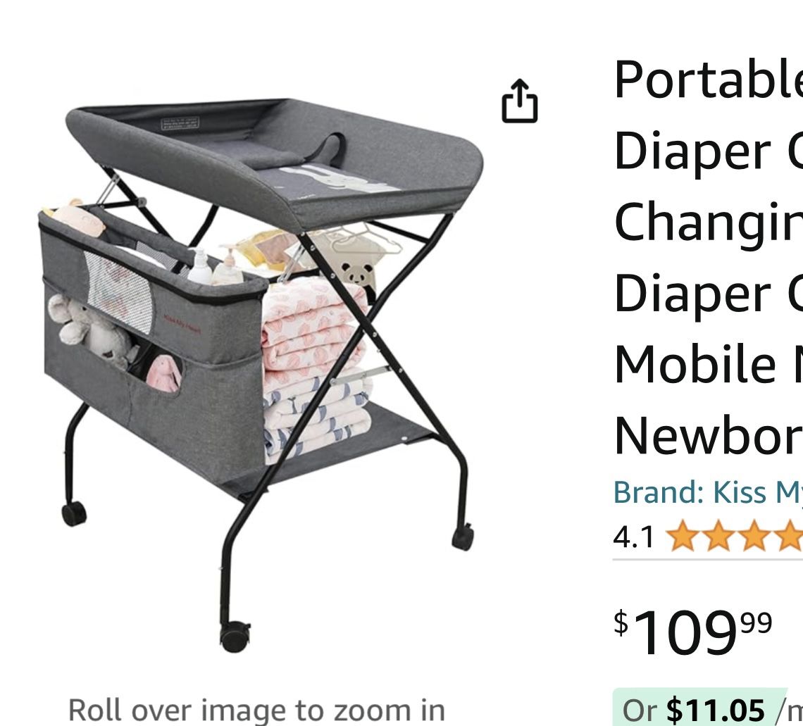 New Portable Baby Changing Table, Diaper Changing Table Dresser Changing Station for Infant, Diaper Changing Table Pad, Mobile Nursery Organizer for N
