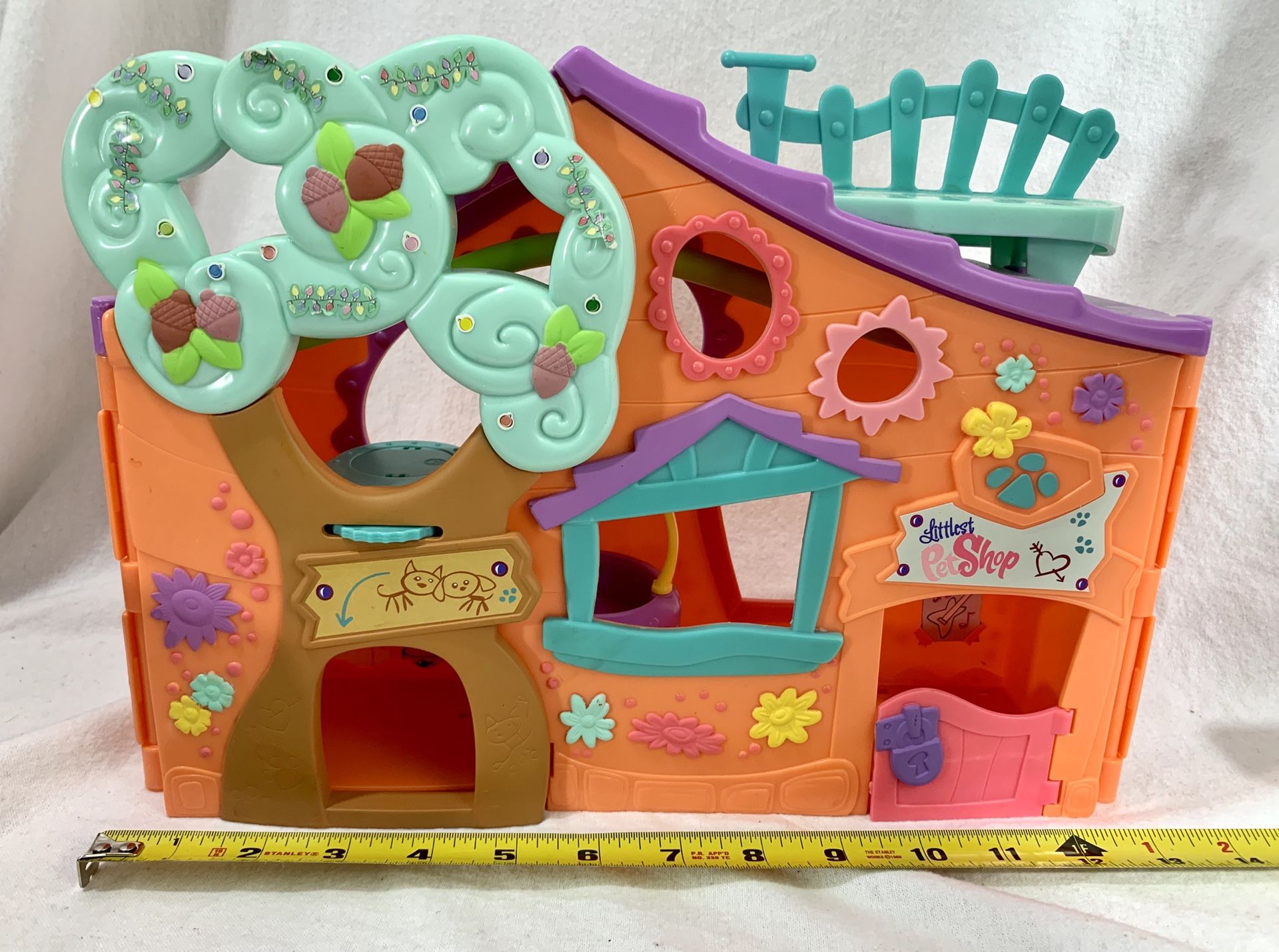 LITTLEST PET SHOP LPS Orange Club Playset 2007 Tree House w/Swings Opens Up EUC