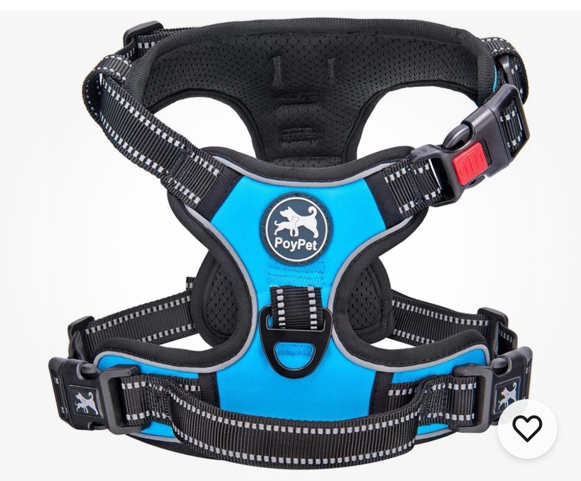 PoyPet Blue Size Medium No Pull Dog Harness No Choke Reflective