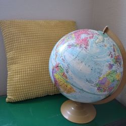 Vintage World Globe On Gold Stand