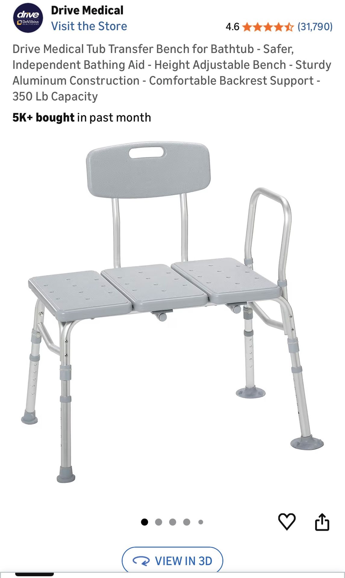 Brand New Tub Transfer Bench for Bathtub