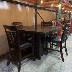 Brown Solid Wood Counter Height 5 Piece Dining Set - Kona Grove