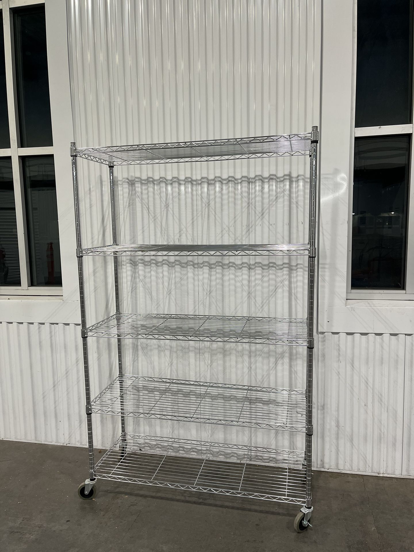 Commercial Chrome Shelving Unit on Castors