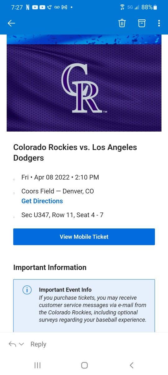Fridays Rockies Tickets