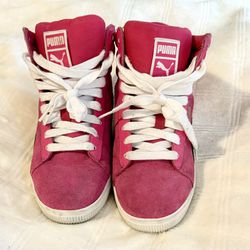 Rare Vintage Puma Pink High Top Wedge Sneakers Women’s Size 6