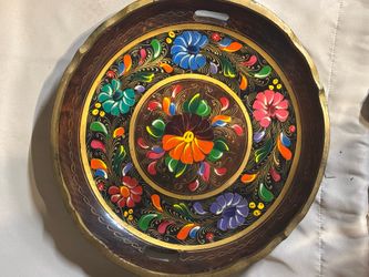 Hand painted wood tray