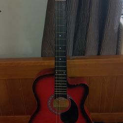 Karrera Acoustic Cutaway 40in Guitar Red