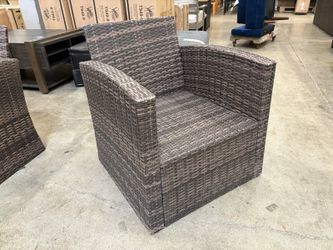 Contemporary Brown Poly-Rattan Outdoor Armchair