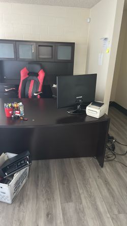 Desk and cabinet