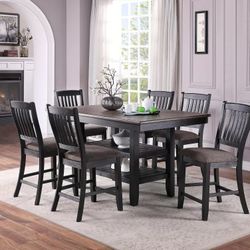 TWO TONED RUSTIC TOBACCO AND BLACK DINING TABLE AND CHAIRS 