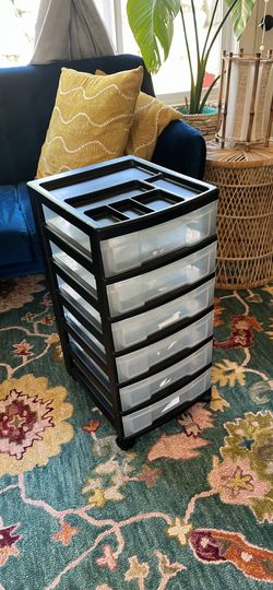 6 drawer plastic organizer on wheels