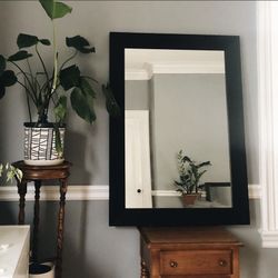 Large Black Wood Rectangular Mirror