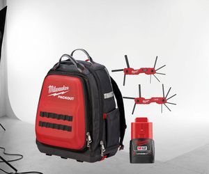 Milwaukee PACKOUT Backpack + M12 2.0Ah Battery + 17-Key Hex Set Bundle