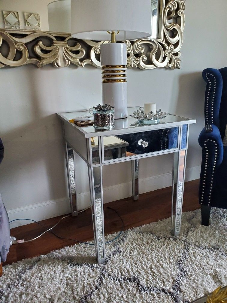Silver Mirrored Side Tables - nightstands - 2 Tables