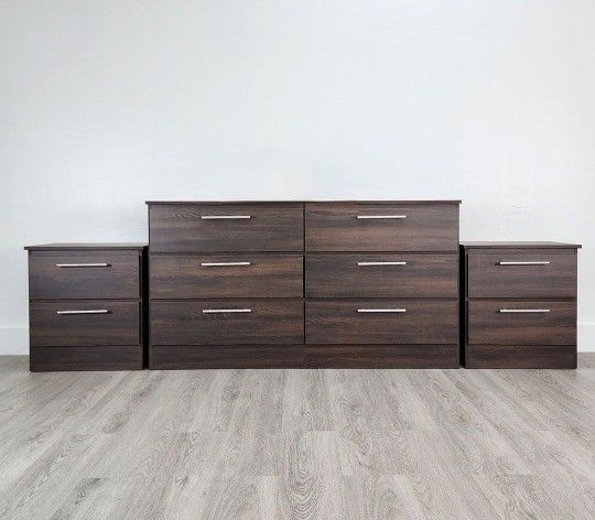 Dresser and 2 Nightstands 🚚(Immediate-Delivery)💨