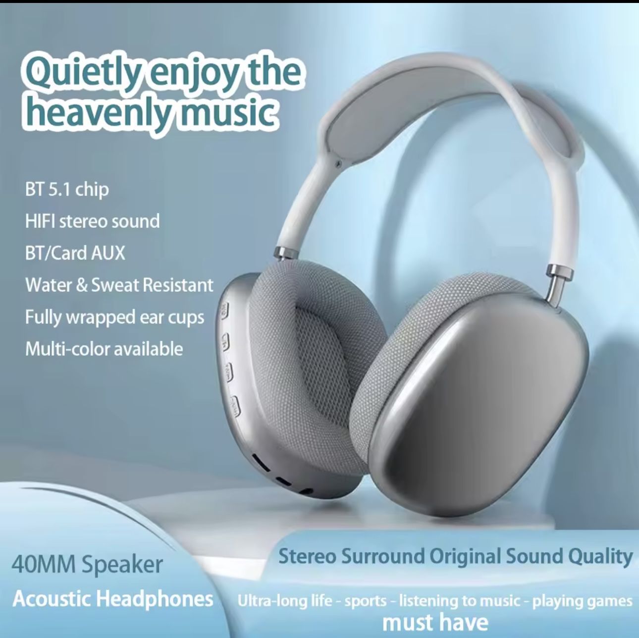 P9 Wireless Bluetooth Headset Outdoor Sports Gaming Wireless Headphones with Mic Noise Cancelling Earbuds Bluetooth Earphones