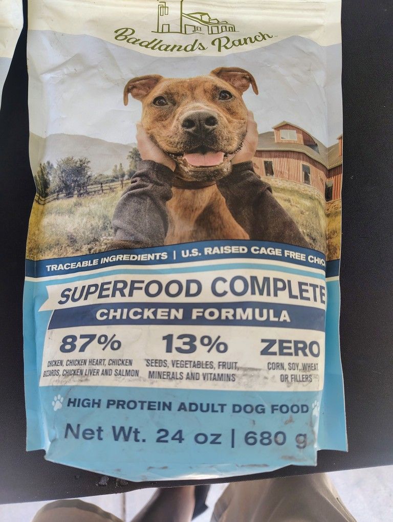 Badlands Ranch Premium Dog Food..Retail $50 For 24 0z. Sell For $15 Per 24 Oz. Will Deliver Multiple Bags Available.
