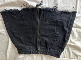 Forever 21 Black Distress Denim Skirt