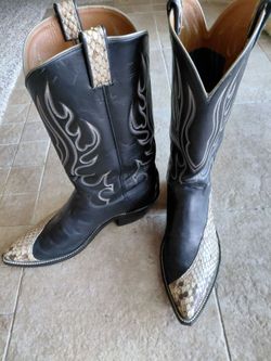 Hand Crafted Snake Skin And Leather Cowboy Boots