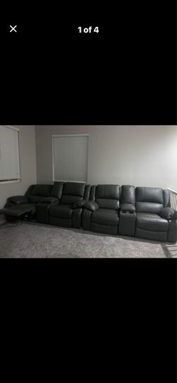 Grey leather material
