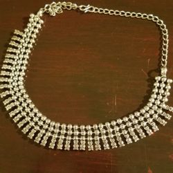 Silver emo gothic ball choker necklace 