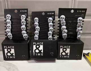 3 New Place & Time mini LED Halloween purple skull skeleton decorative lights