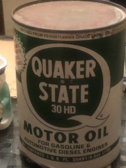 Old QUAKER STATE MOTOR OIL CAN UNOPENED!