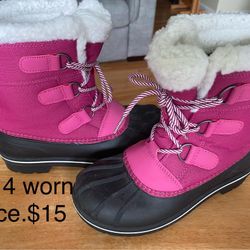 Pink Winter Boots Sz 4 Worn Twice
