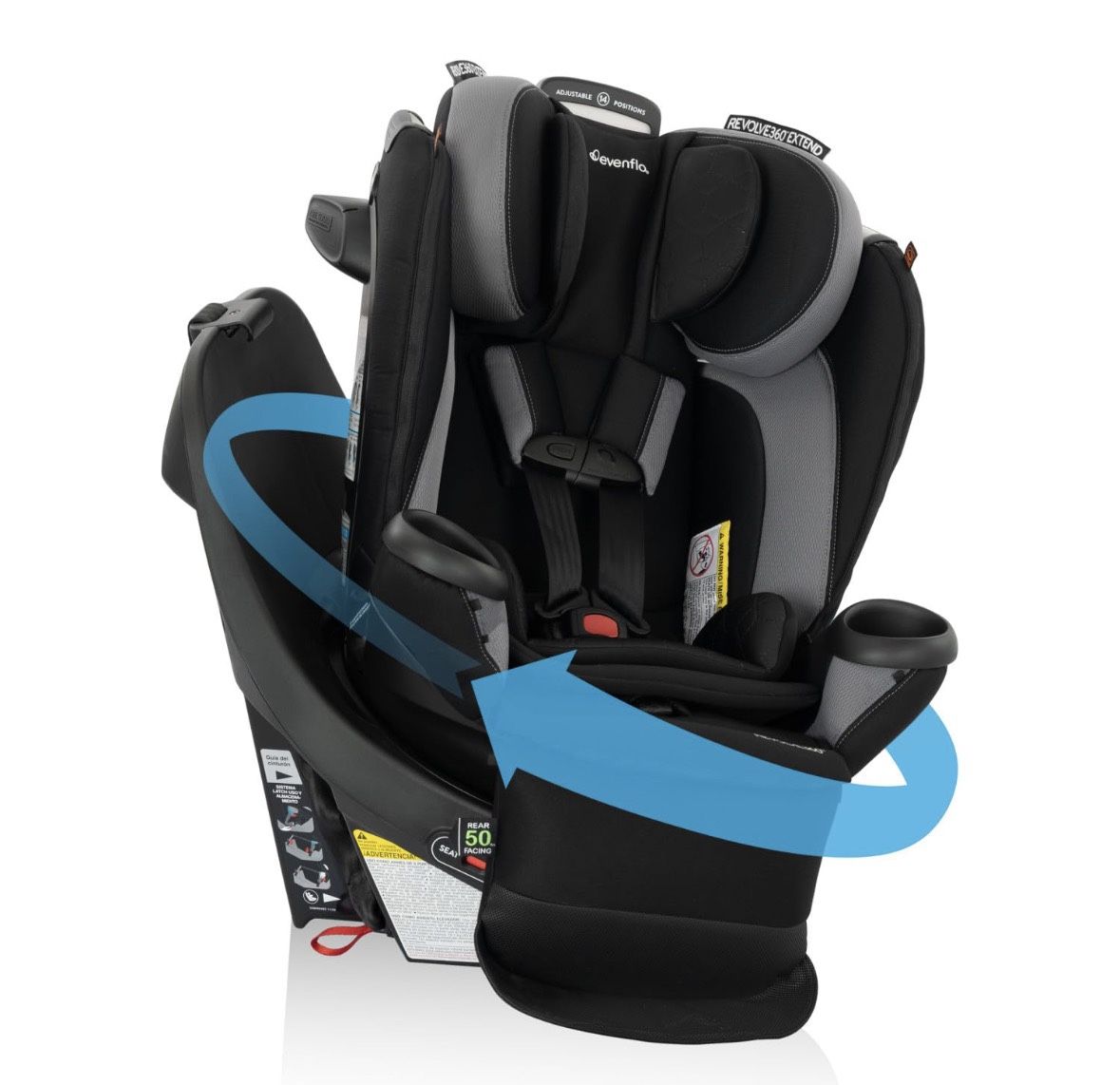 Evenflo Revolve360 Extend Convertible Car Seat with 360 Degree Rotation, Extended Rear-Facing, Forward-Facing, Booster Mode, and Secure Latch Install,