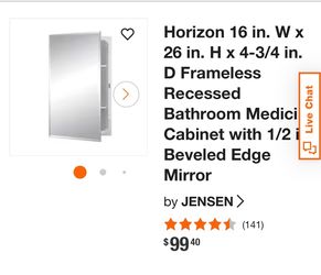 Jensen Horizon Frameless Recessed Medicine Cabinet