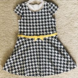 4T dress girls Gymboree houndstooth black white yellow like brand NEW