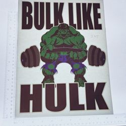Iron On Heat Transfer  Good For T-shirts Sweaters Jackets T Shirt Design Size Is About 14x10 Bulk like Hulk #295