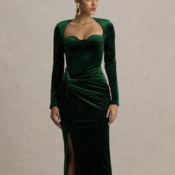 Velvet Emerald Green Formal Dress
