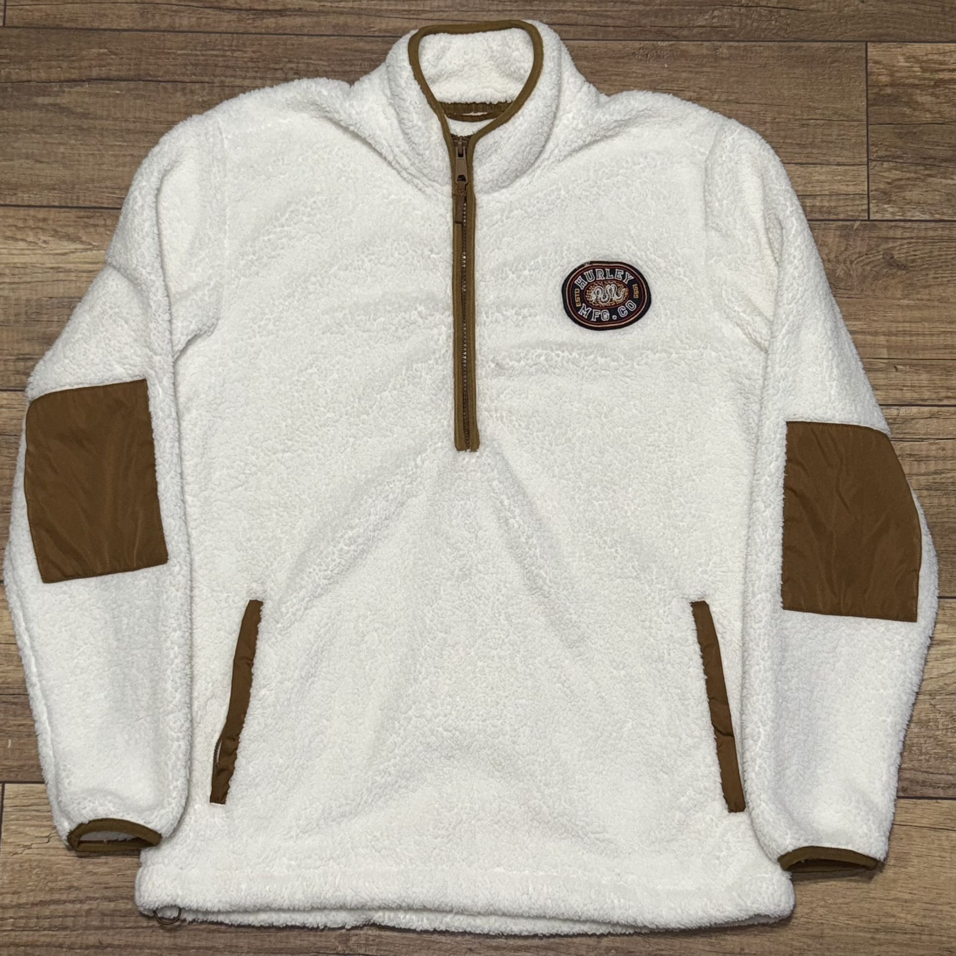 Hurley Sherpa Fleece Pullover Half Zip Two Tone Warm Winter Sweatshirt Mens S