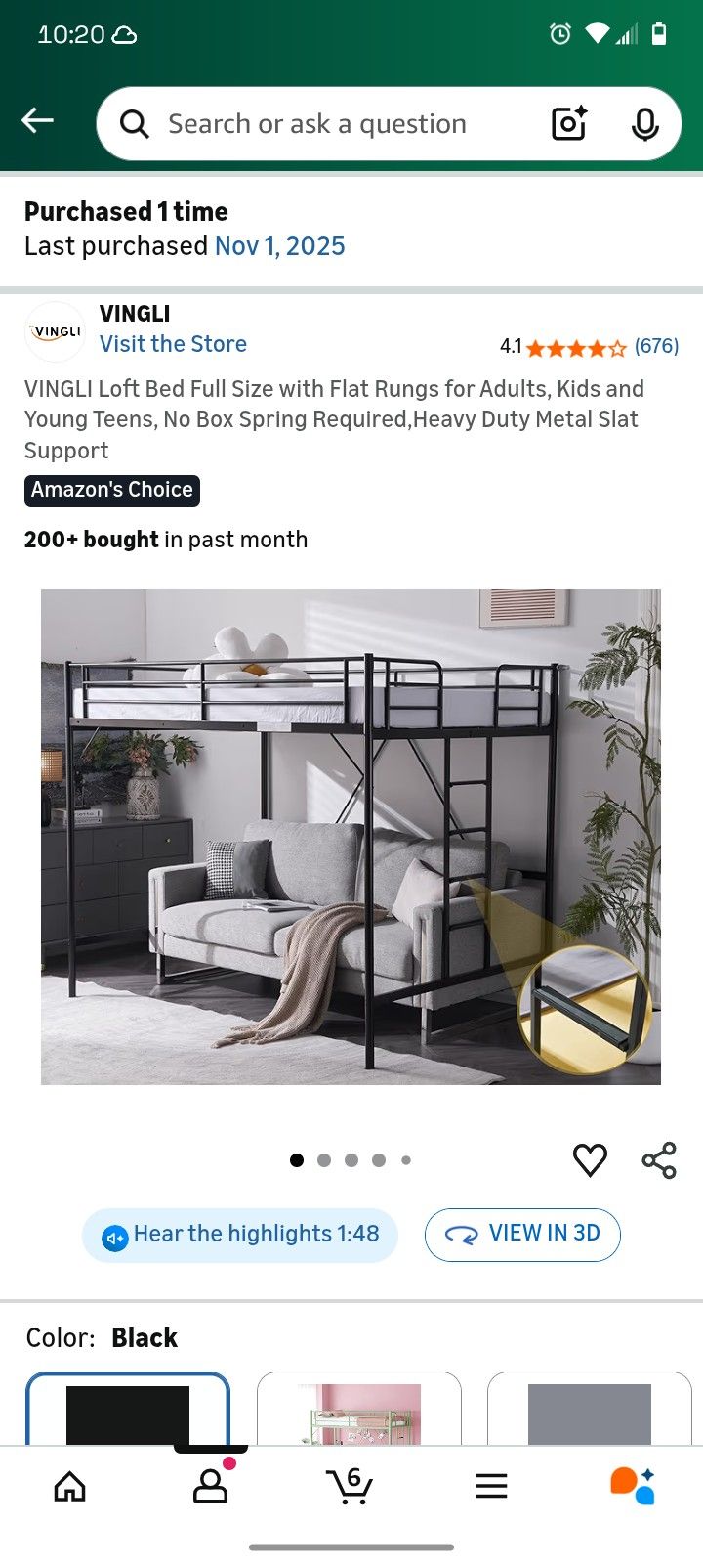 Full Size Loft Bed Frame (Without Mattress)