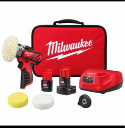 Milwaukee 2438-22X M12 12V Variable Speed 3" Polisher Sander Kit 2 Batteries