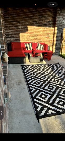 5 piece patio outdoor furniture black red