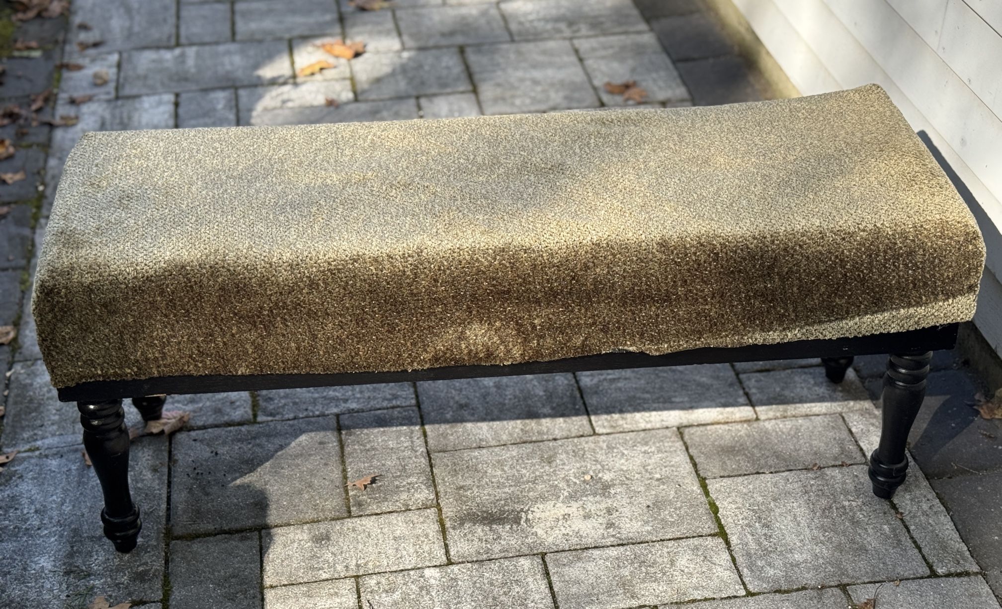 Bench has a hand made Olive Green cover